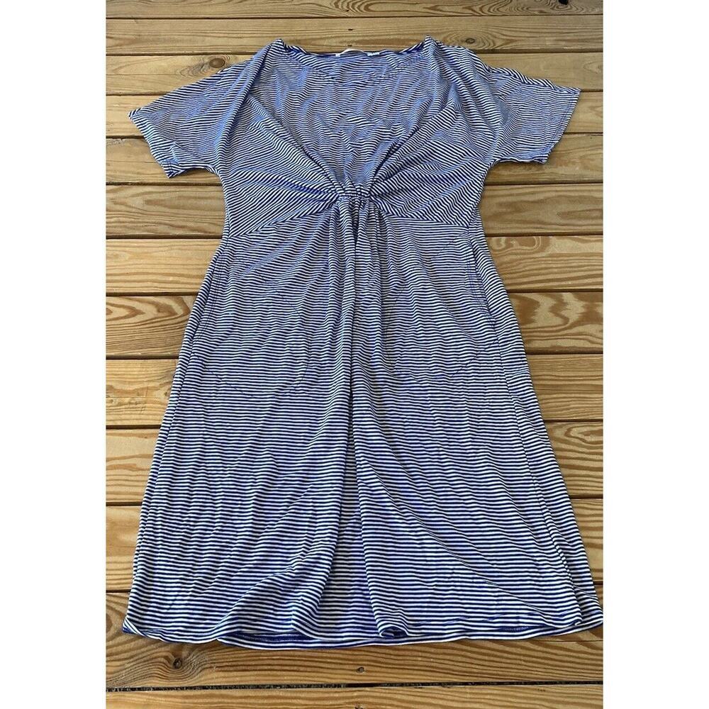 Sarah Liller White Stripe T Shirt Dress Size Medium Women’s Blue
